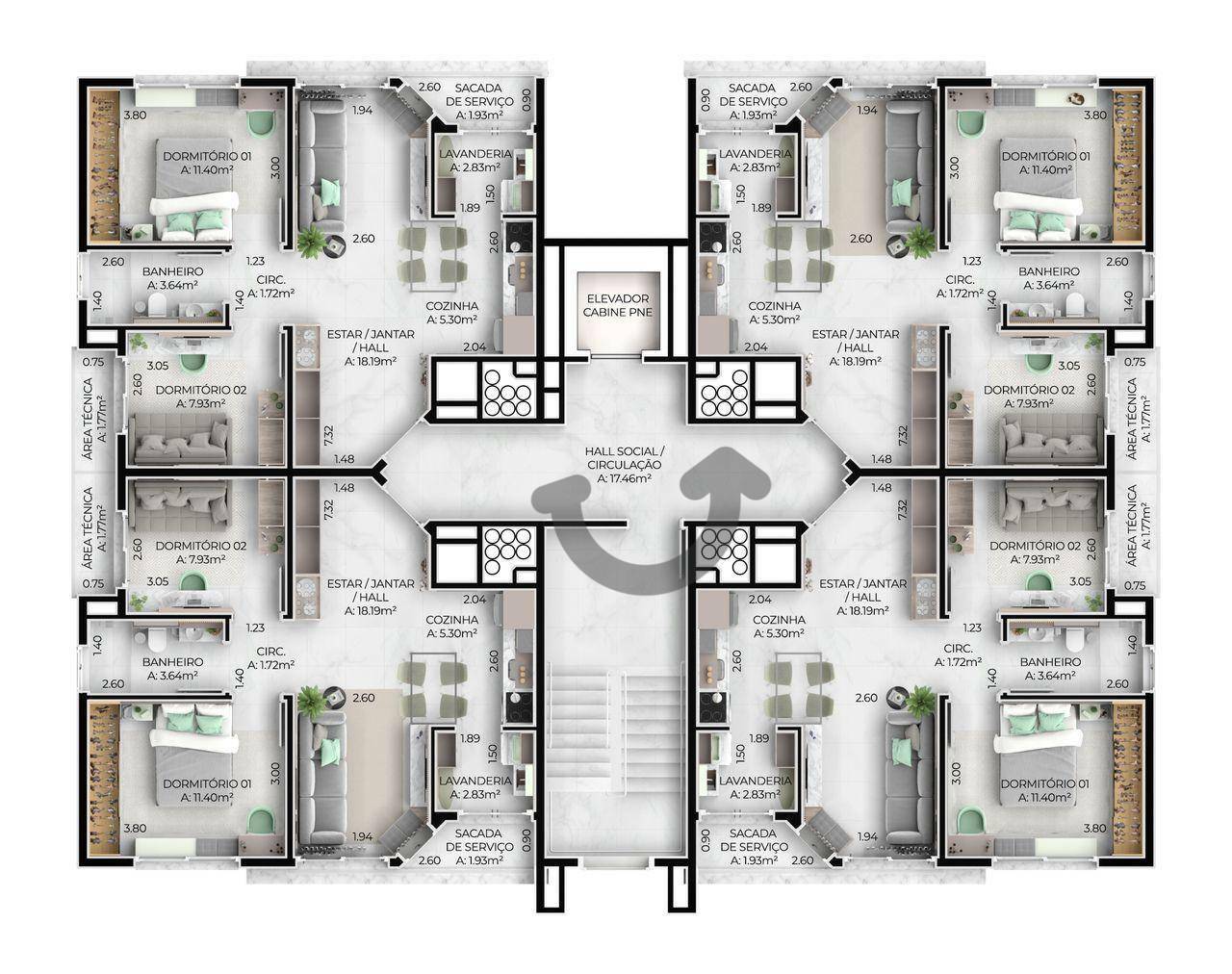 Apartamento à venda com 2 quartos, 77m² - Foto 8