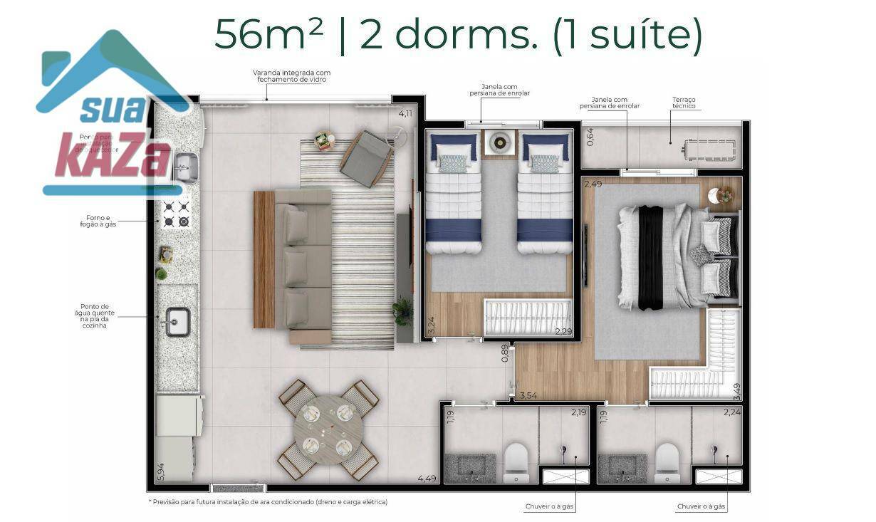 Apartamento à venda com 2 quartos, 56m² - Foto 2