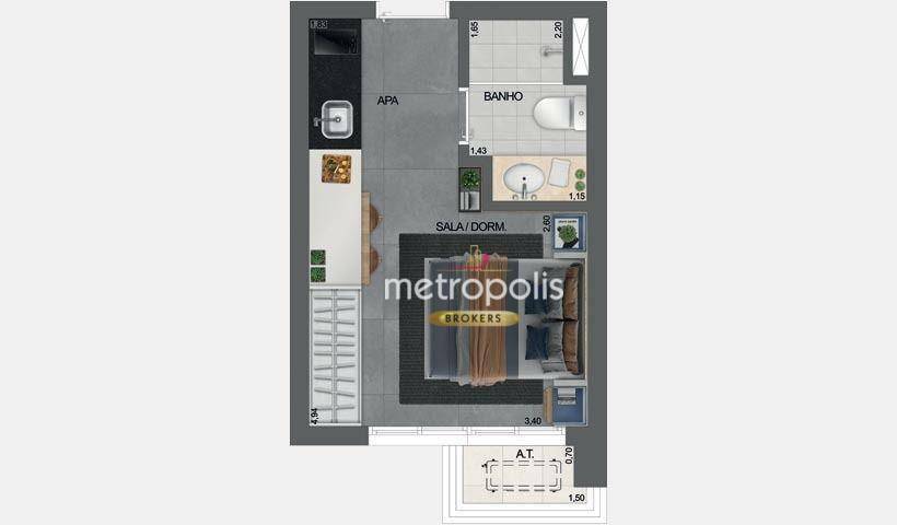 Kitnet e Studio à venda com 1 quarto, 21m² - Foto 8