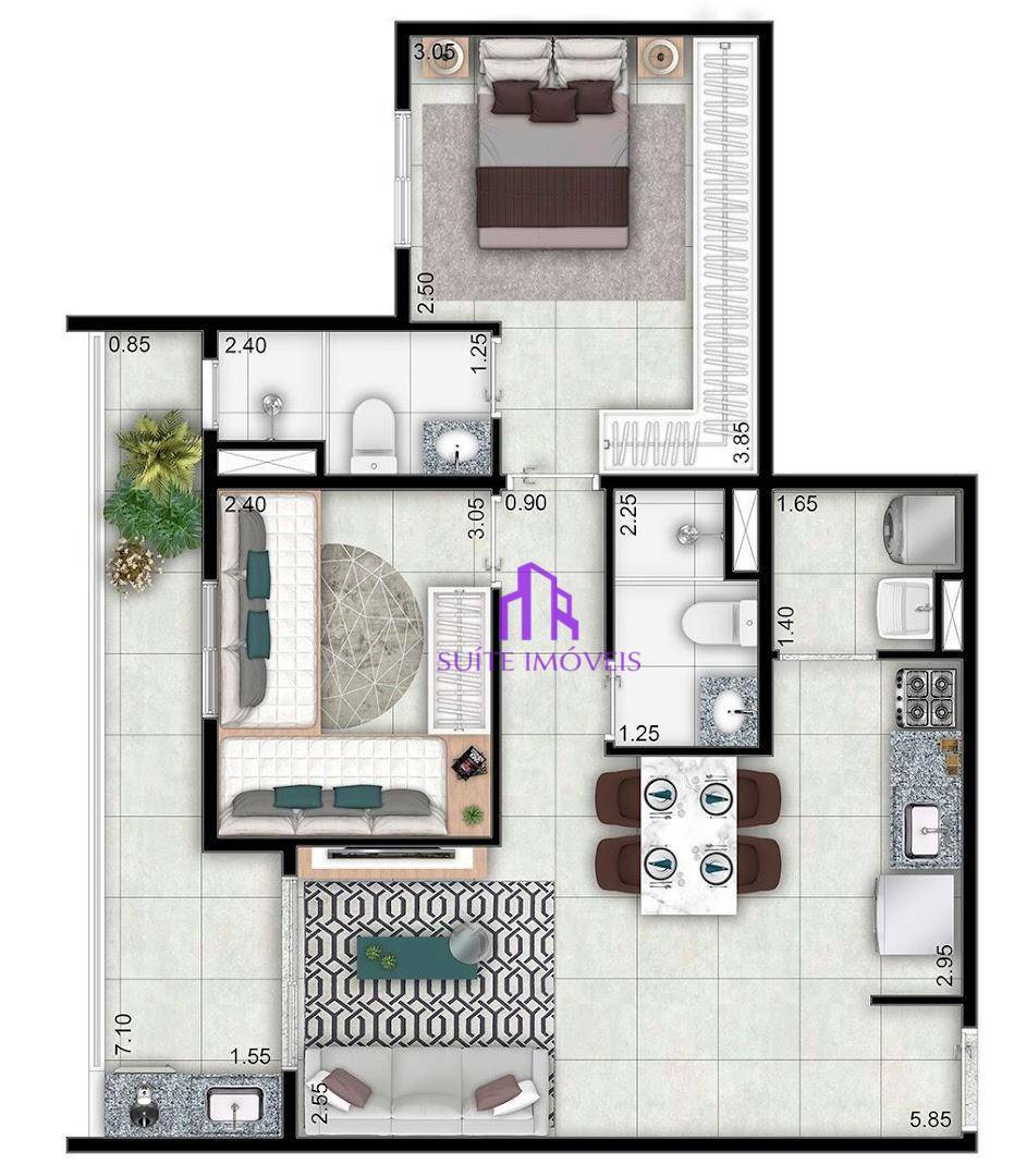 Apartamento à venda com 2 quartos, 57m² - Foto 2