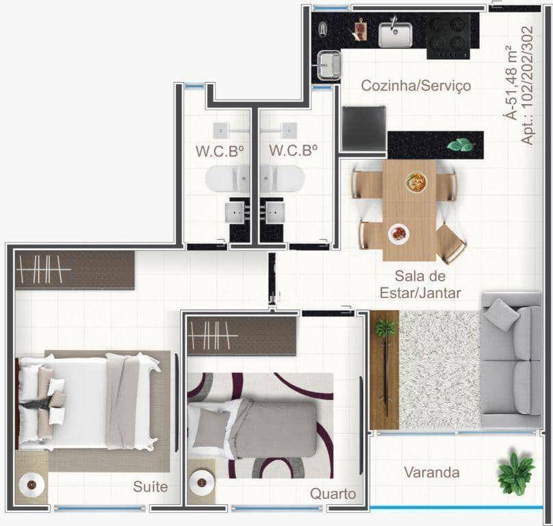 Apartamento à venda com 2 quartos, 51m² - Foto 5