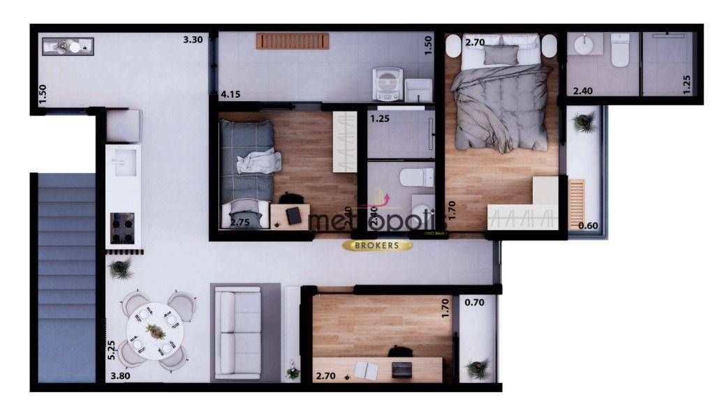 Apartamento à venda com 3 quartos, 57m² - Foto 2