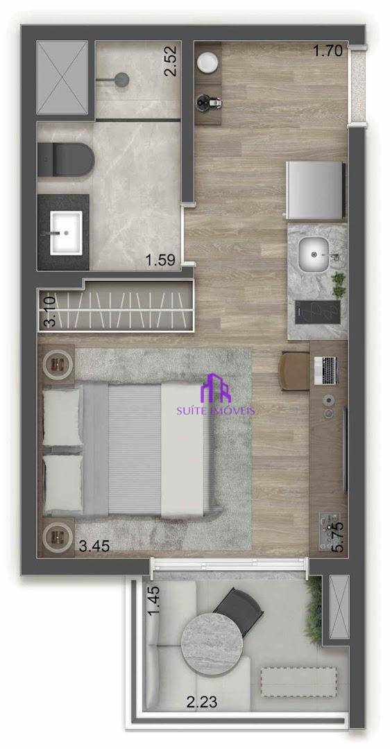 Kitnet e Studio à venda com 1 quarto, 22m² - Foto 2