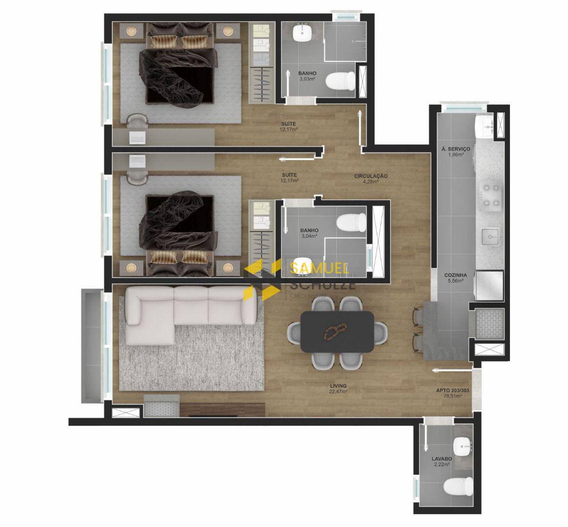 Apartamento à venda com 2 quartos, 79m² - Foto 5