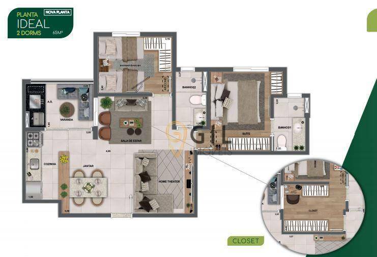 Apartamento à venda com 2 quartos, 65m² - Foto 3