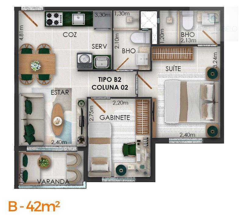 Apartamento, 3 quartos, 55 m² - Foto 3