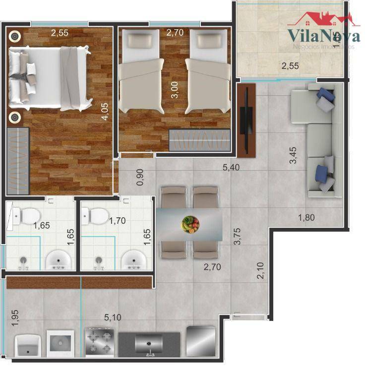 Apartamento à venda com 2 quartos, 63m² - Foto 1