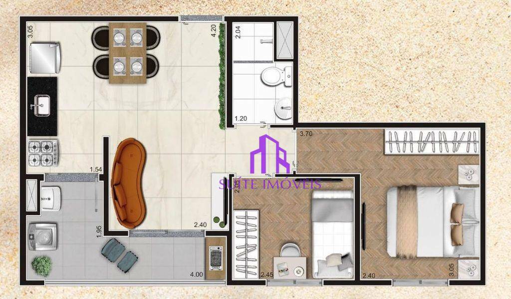 Apartamento à venda com 2 quartos, 42m² - Foto 3