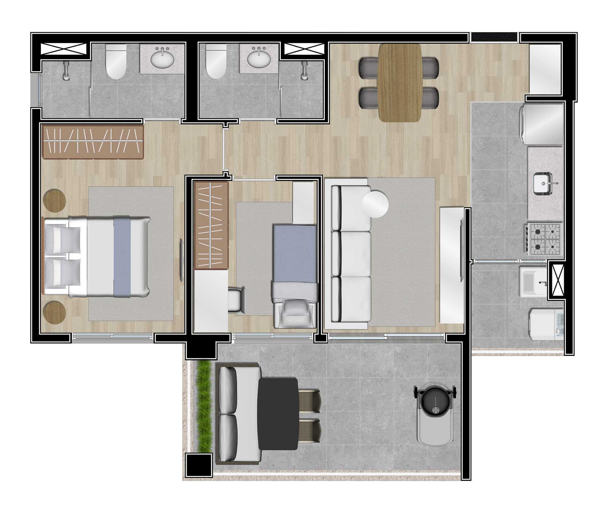 Apartamento à venda com 2 quartos, 63m² - Foto 2