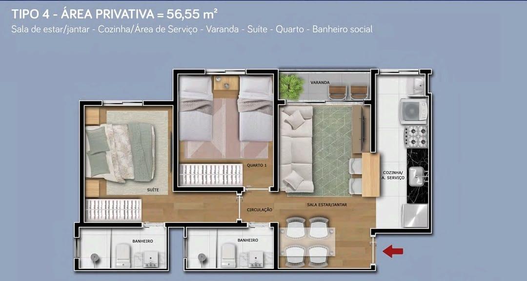 Apartamento à venda com 2 quartos, 56m² - Foto 10