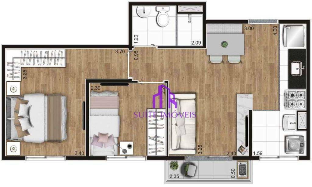 Apartamento à venda com 2 quartos, 38m² - Foto 3