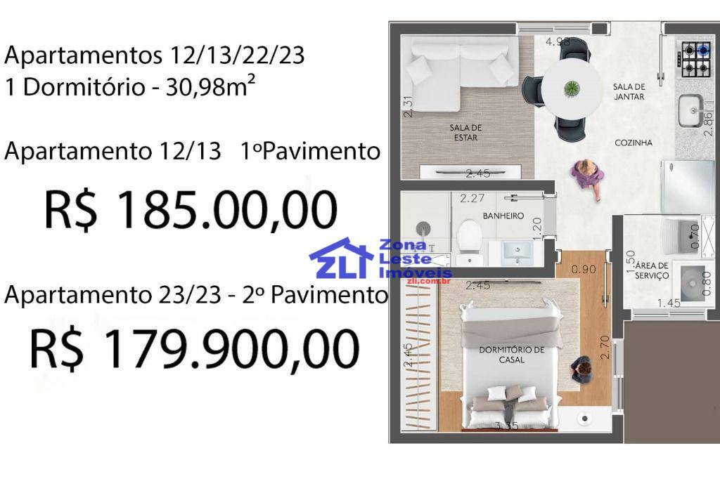 Apartamento à venda com 1 quarto, 30m² - Foto 2