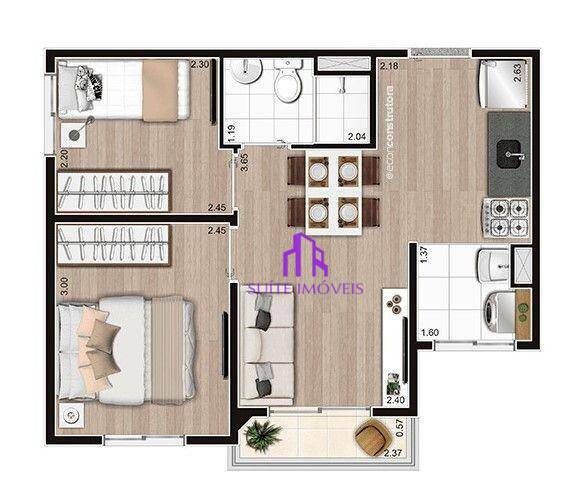 Apartamento à venda com 2 quartos, 37m² - Foto 1