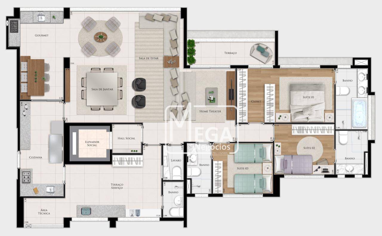 Apartamento à venda com 3 quartos, 153m² - Foto 5