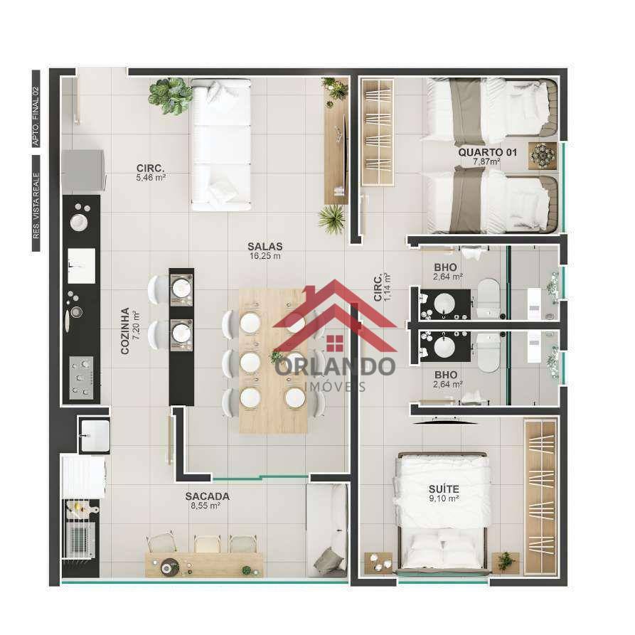 Apartamento à venda com 2 quartos, 59m² - Foto 8