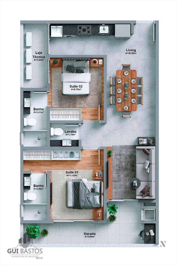 Apartamento à venda com 2 quartos, 80m² - Foto 3