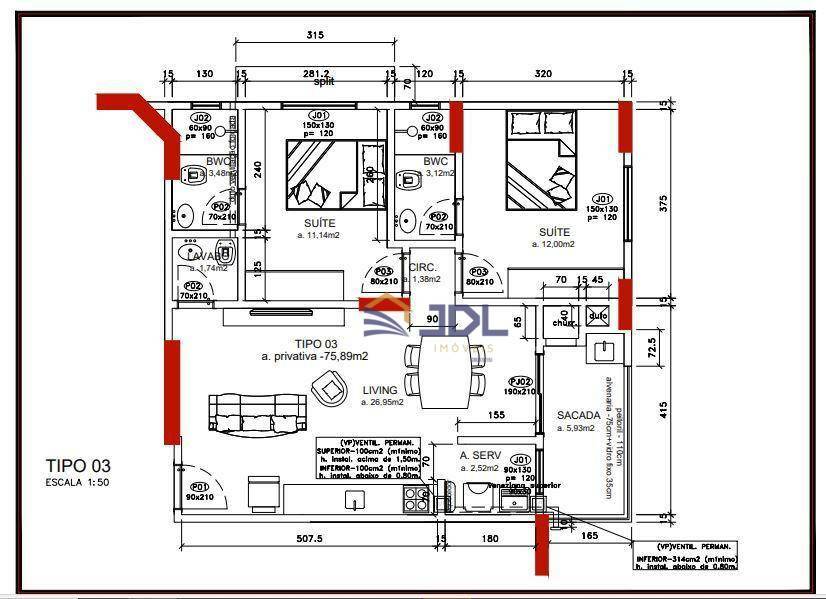 Apartamento à venda com 2 quartos, 75m² - Foto 7