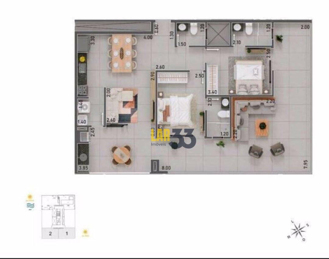 Apartamento à venda com 2 quartos, 106m² - Foto 10