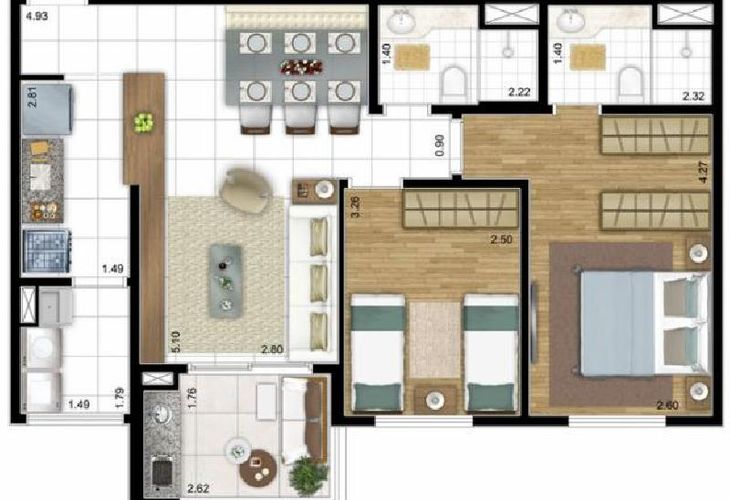 Apartamento à venda com 2 quartos, 122m² - Foto 2