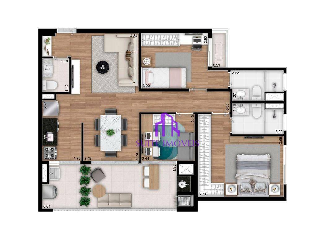 Apartamento à venda com 3 quartos, 84m² - Foto 1