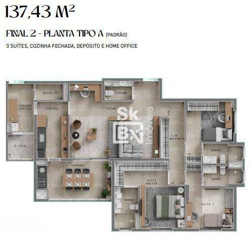 Apartamento à venda com 3 quartos, 137m² - Foto 7