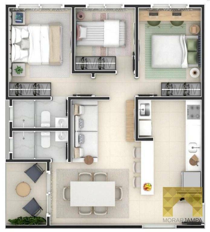 Apartamento à venda com 3 quartos, 74m² - Foto 2