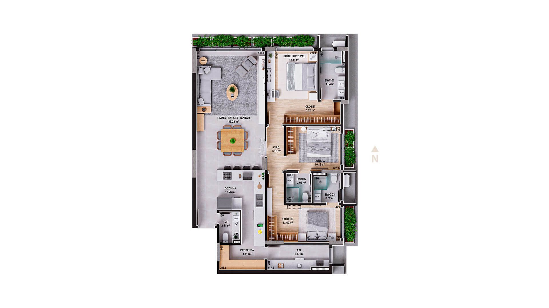 Apartamento à venda com 3 quartos, 183m² - Foto 9