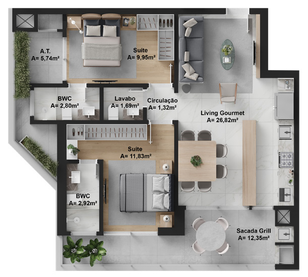 Apartamento à venda com 2 quartos, 116m² - Foto 14