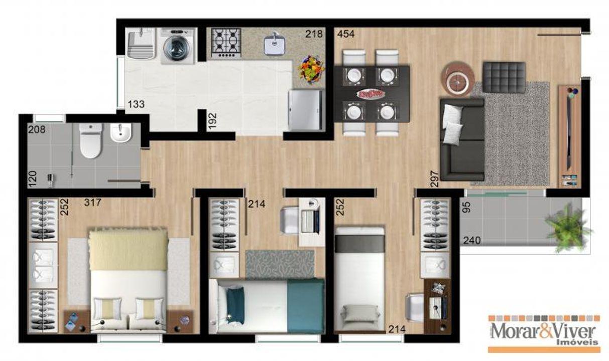 Apartamento à venda com 3 quartos, 58m² - Foto 3