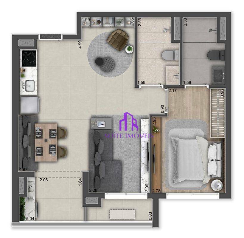 Apartamento à venda com 2 quartos, 55m² - Foto 3