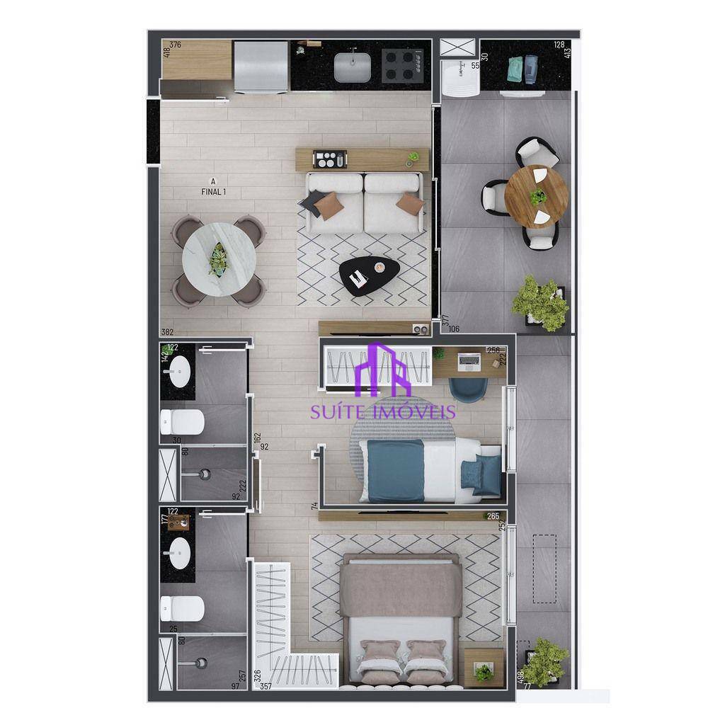 Apartamento à venda com 2 quartos, 59m² - Foto 2