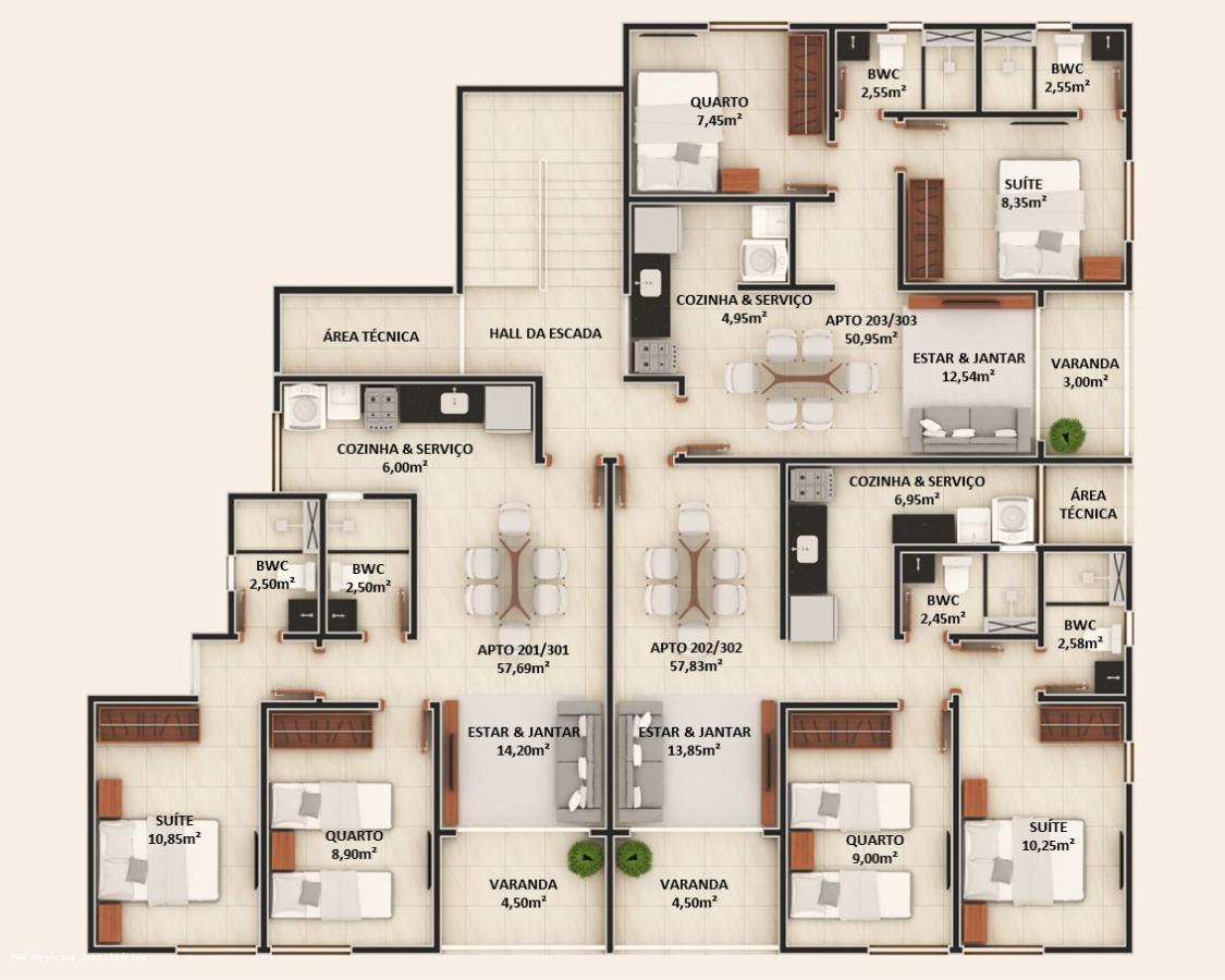 Apartamento à venda com 2 quartos, 54m² - Foto 5