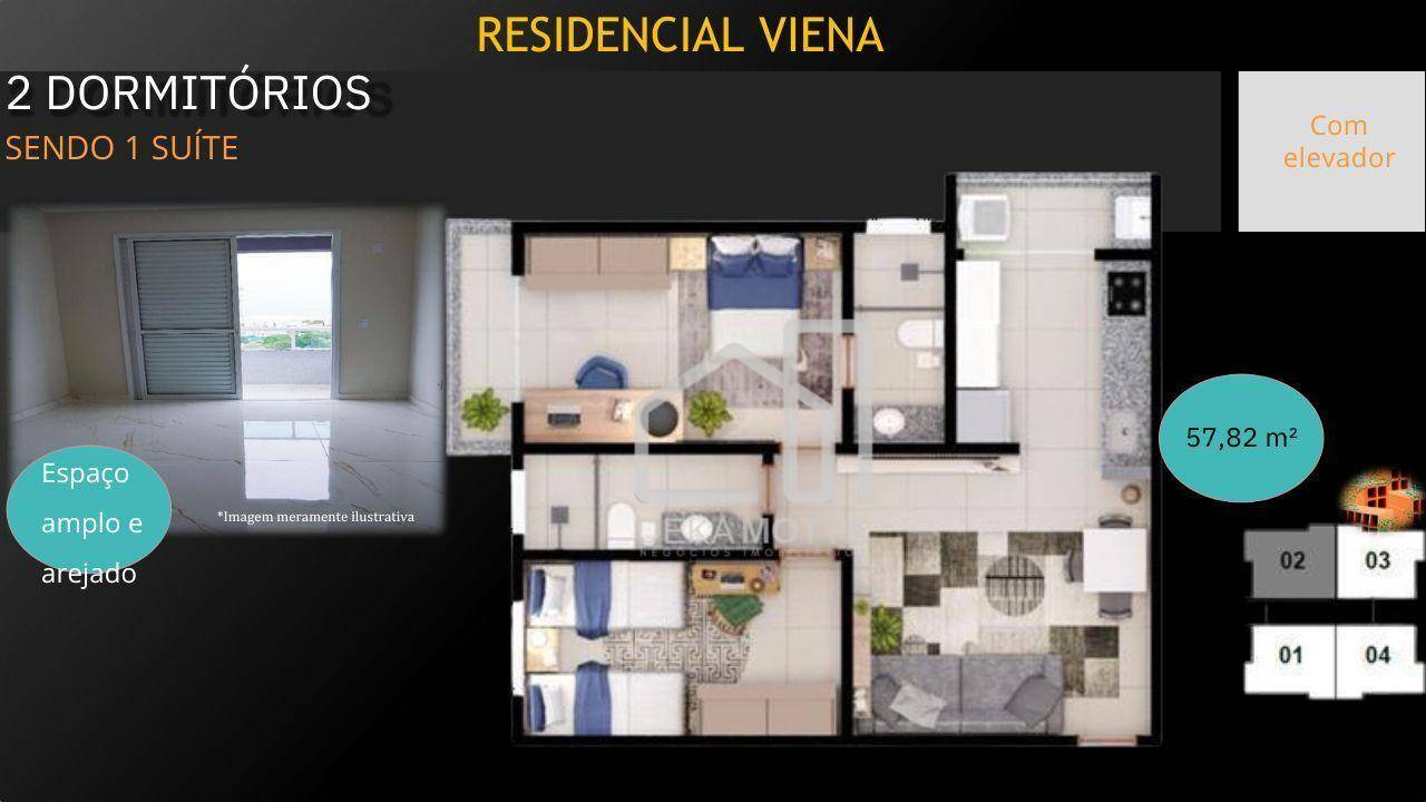 Apartamento à venda com 2 quartos, 57m² - Foto 2