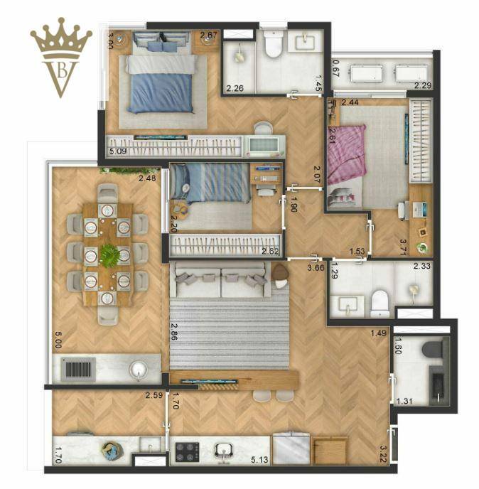 Apartamento à venda com 3 quartos, 90m² - Foto 1