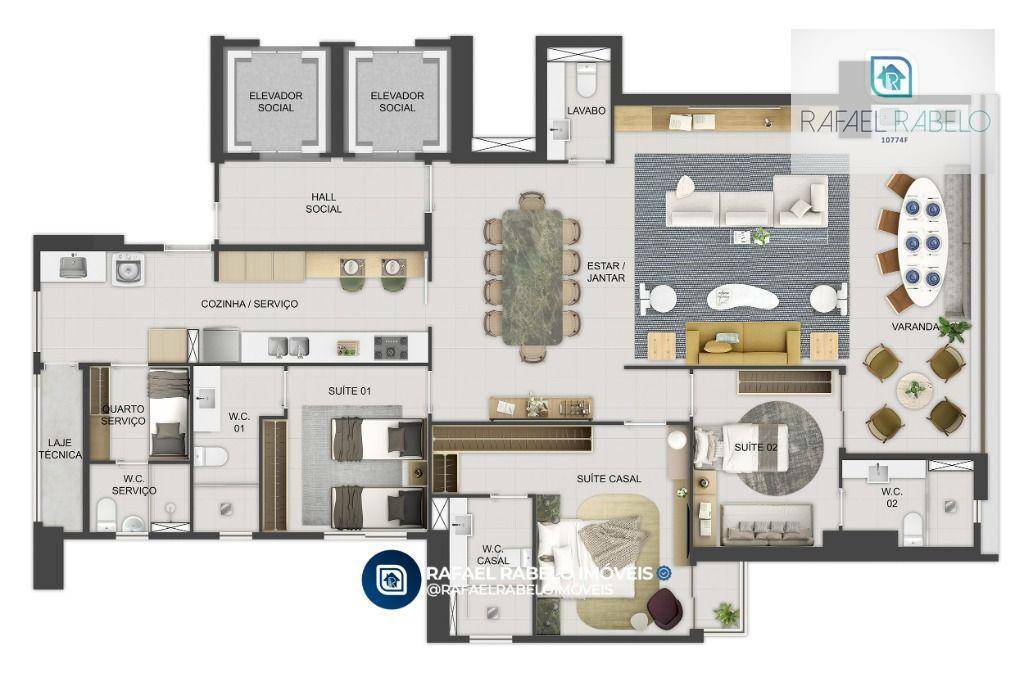 Apartamento à venda com 2 quartos, 166m² - Foto 8