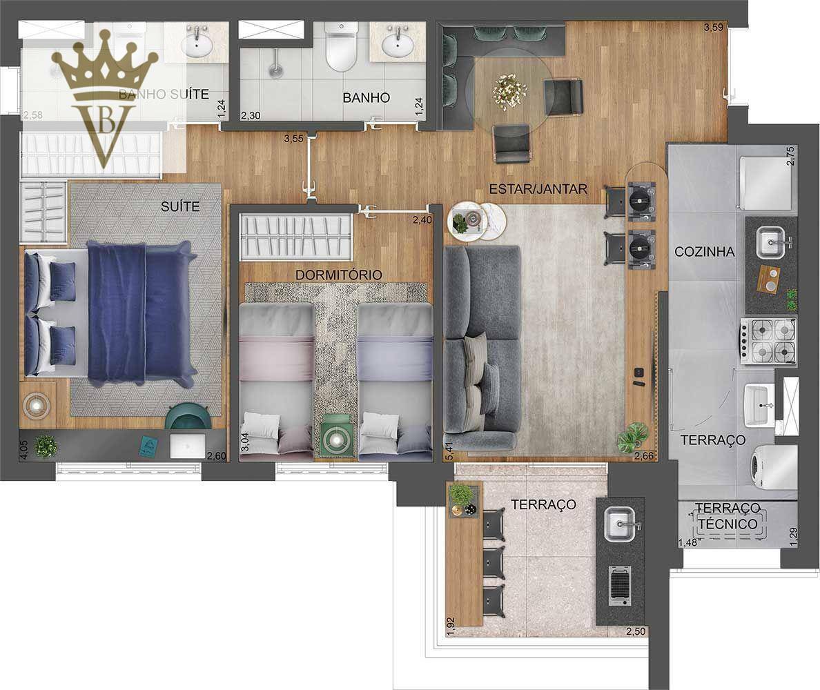 Apartamento à venda com 2 quartos, 64m² - Foto 3