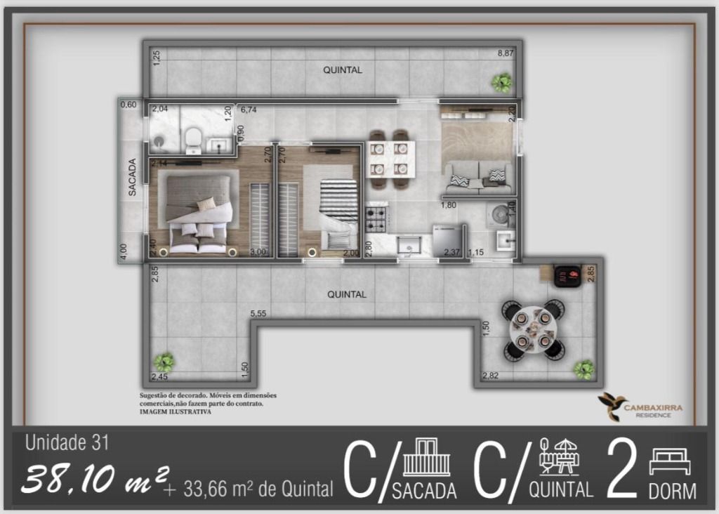 Apartamento à venda com 2 quartos, 38m² - Foto 3