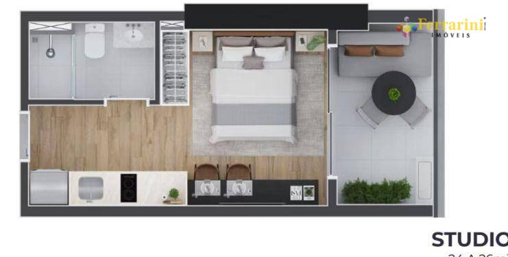 Kitnet e Studio à venda com 1 quarto, 37m² - Foto 5